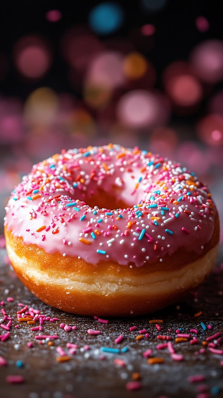 Donut roz cu sprinkles colorate